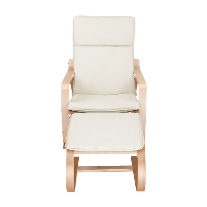 Artiss Rocking Armchair Footstool Bentwood Beige