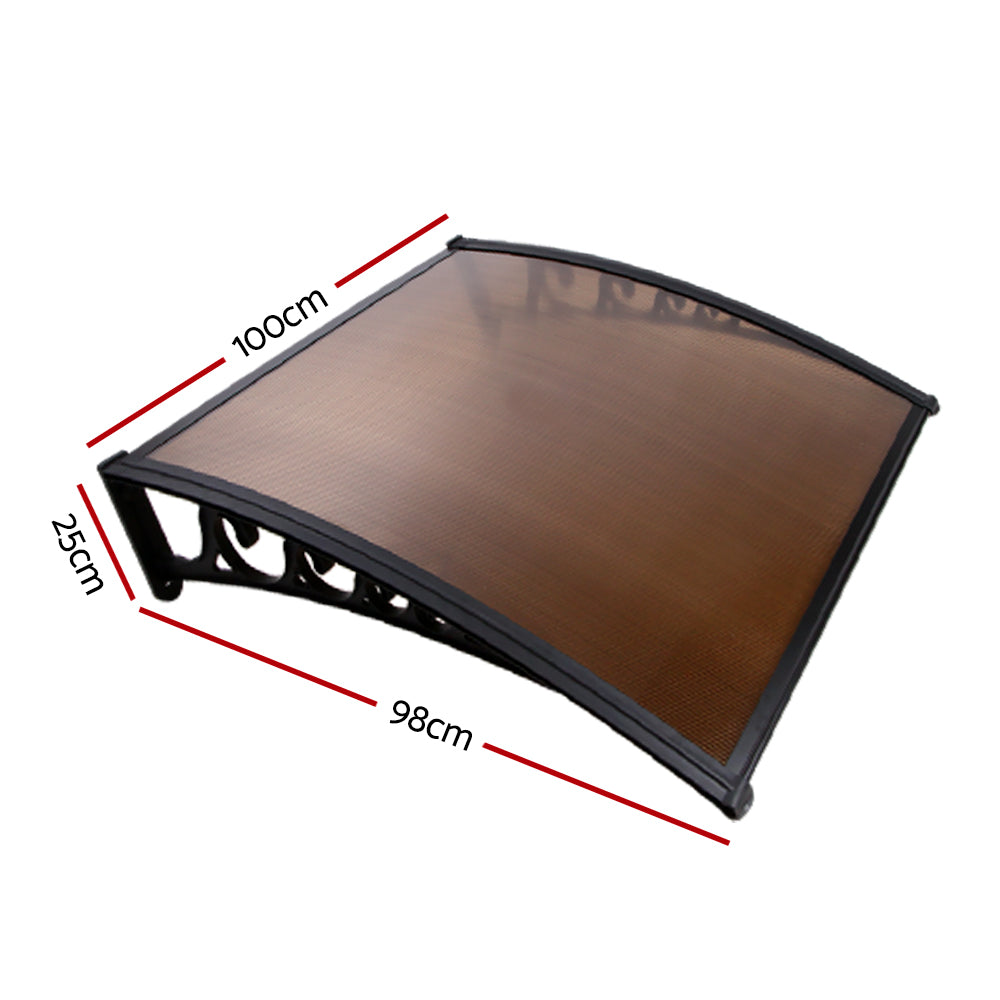 Instahut Window Door Awning? 1mx1m Brown Hollow Sheet Plastic Frame