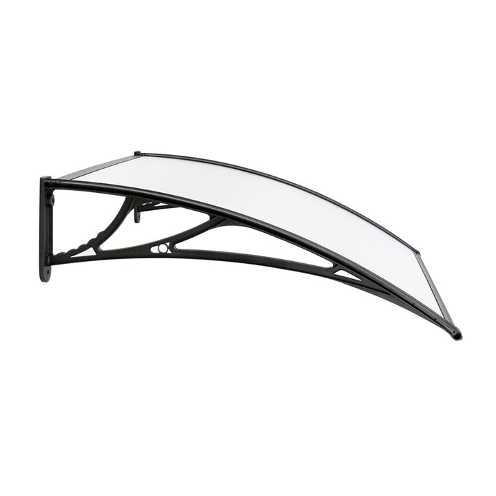 Instahut Window Door Awning Canopy 1mx2m Transparent Sheet Black Plastic Frame