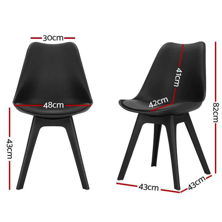 Artiss Dining Chairs Set of 4 Leather Plastic DSW Replica Black