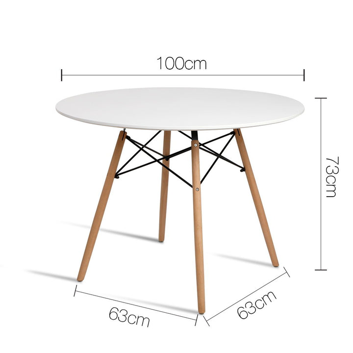 Artiss Dining Table Round White 4 Seater 100CM