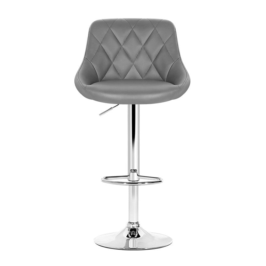 Artiss 4x Bar Stools Leather Padded Gas Lift Grey