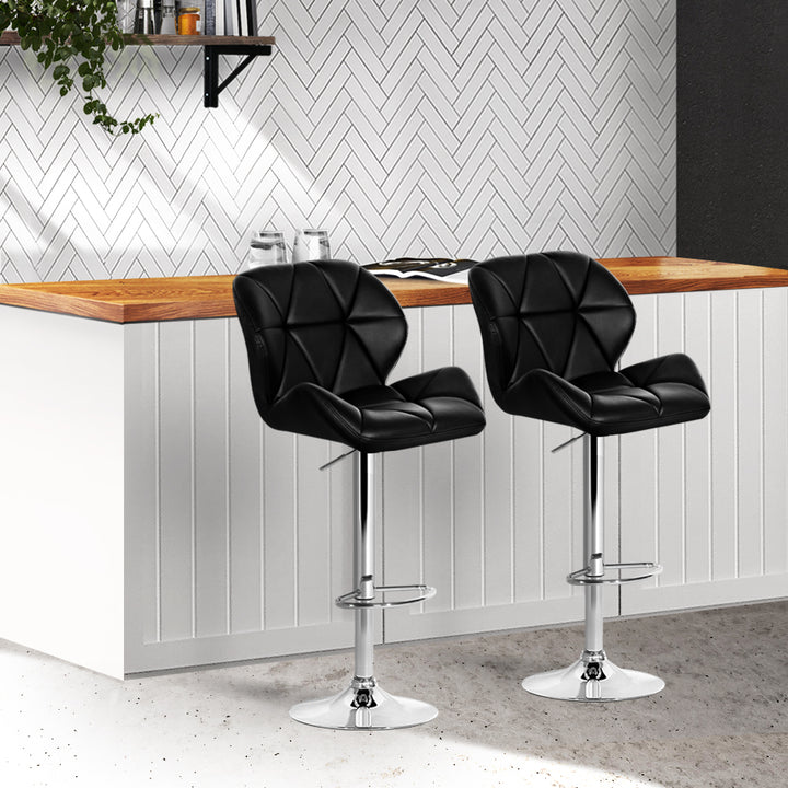 Artiss 2x Bar Stools Gas Lift Padded Leather Black