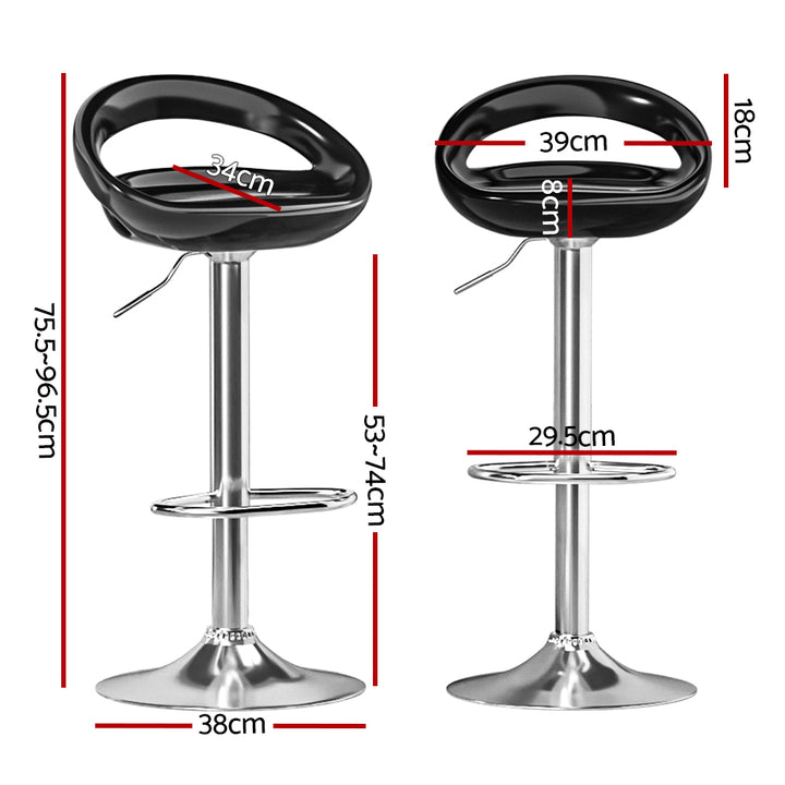 Artiss 2x Bar Stools Gas Lift Plastic Seat Black