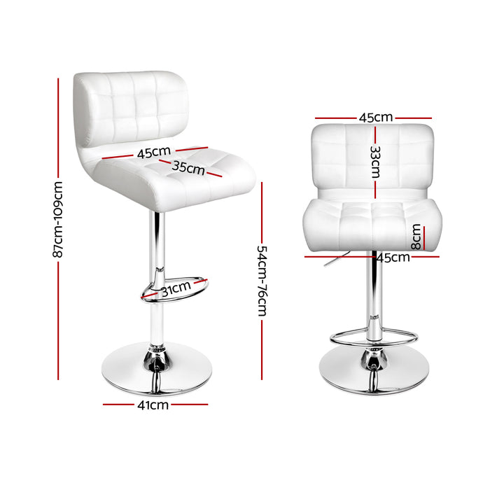 Artiss 4x Bar Stools Gas Lift Leather Padded White