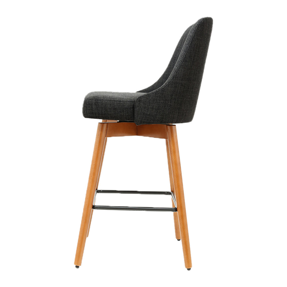 Artiss 2x Bar Stools Swivel Seat Wooden Charcoal