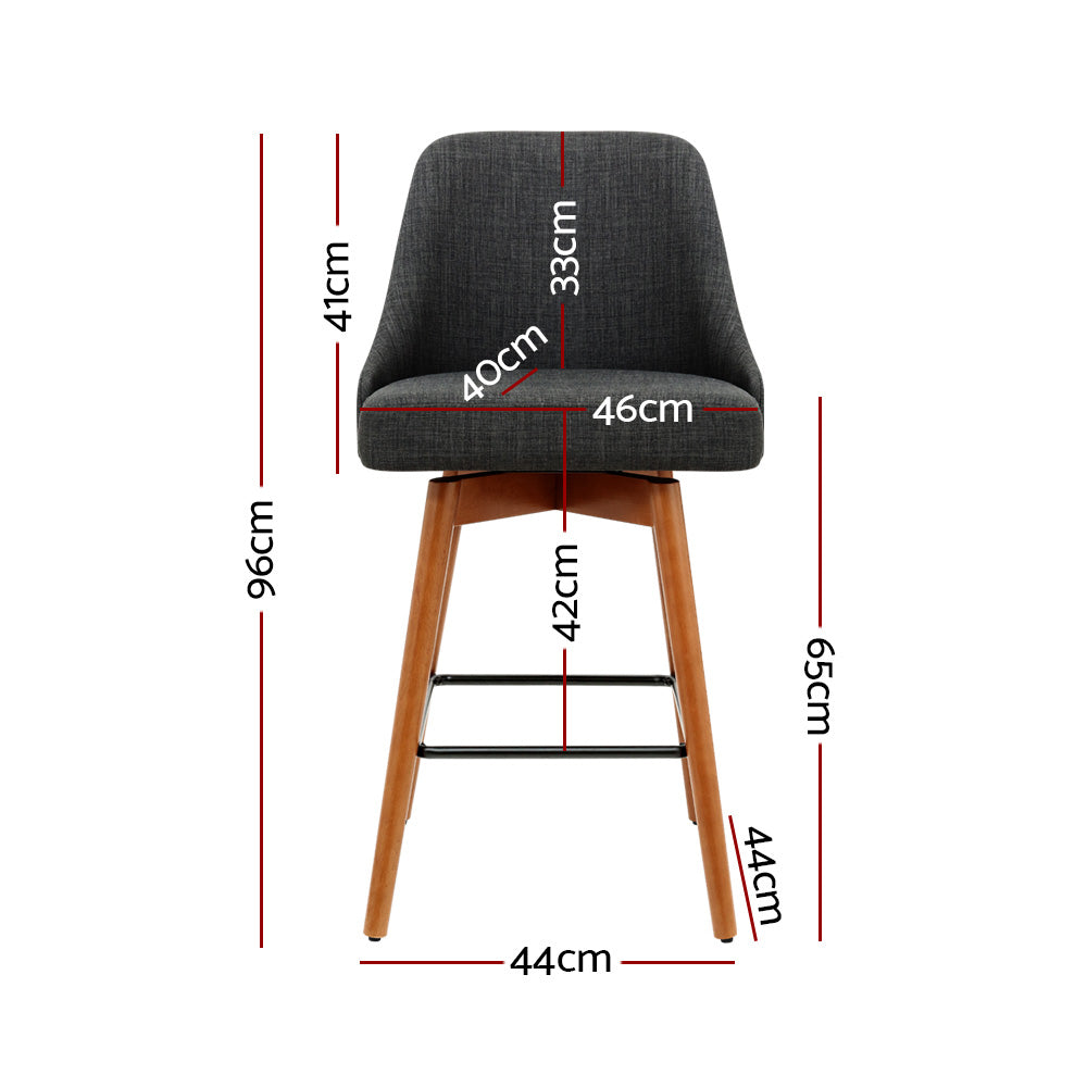 Artiss 4x Bar Stools Swivel Seat Wooden Charcoal