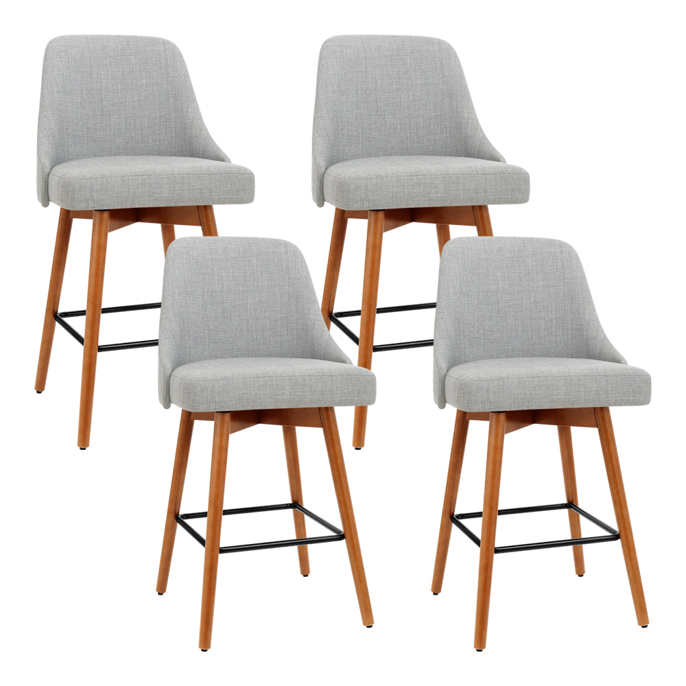 Artiss 4x Bar Stools Swivel Seat Wooden Grey