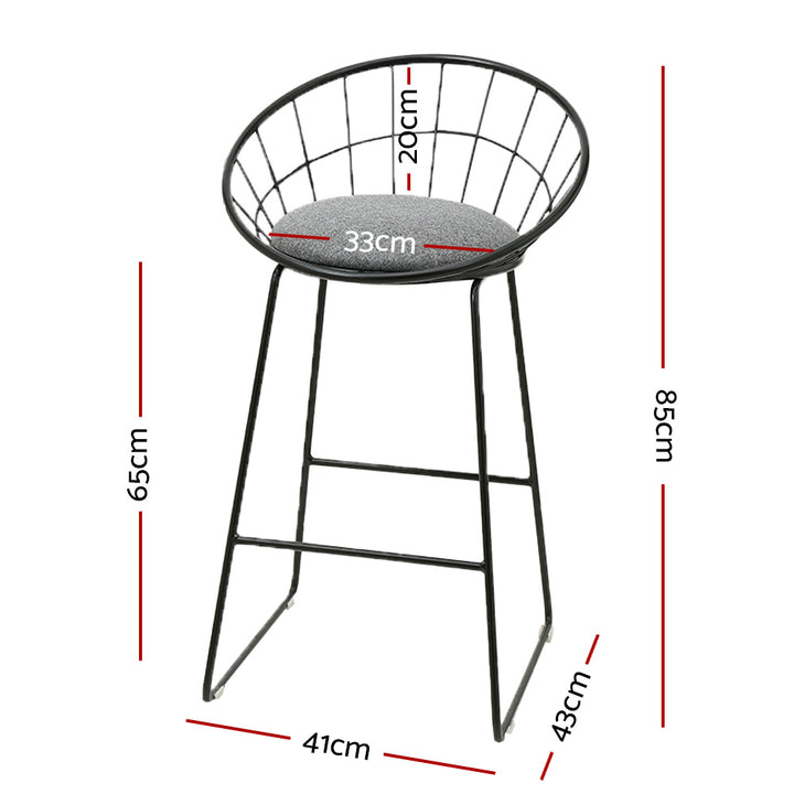 Artiss 2x Bar Stools Padded Seat Metal