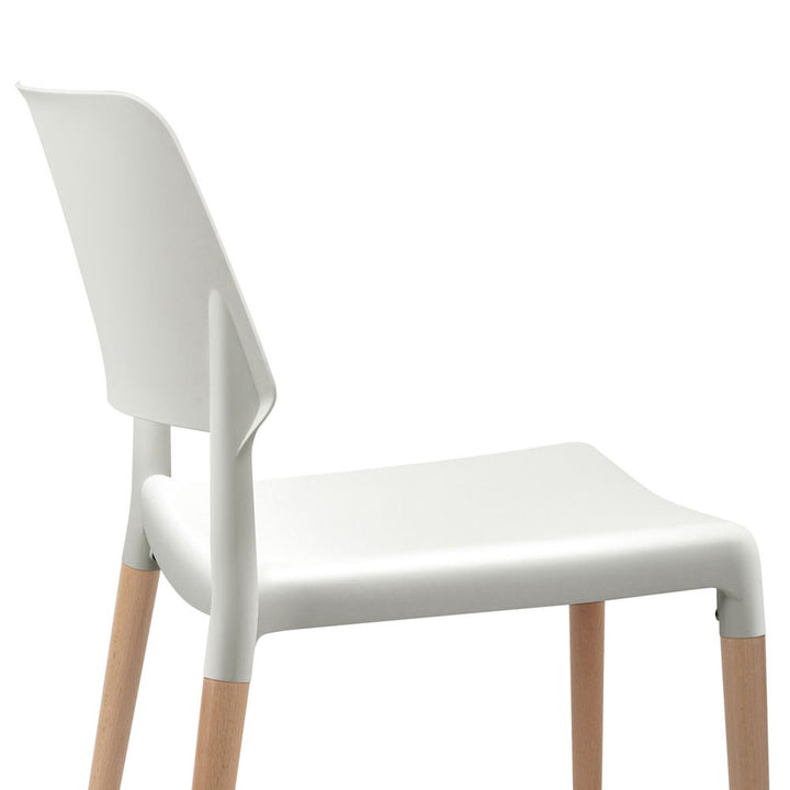 Artiss Dining Chairs Set of 4 Plastic Wooden Stackable White