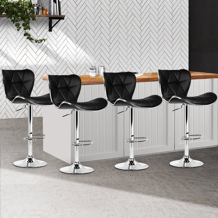 Artiss 4x Bar Stools Gas Lift Leather Seat Black