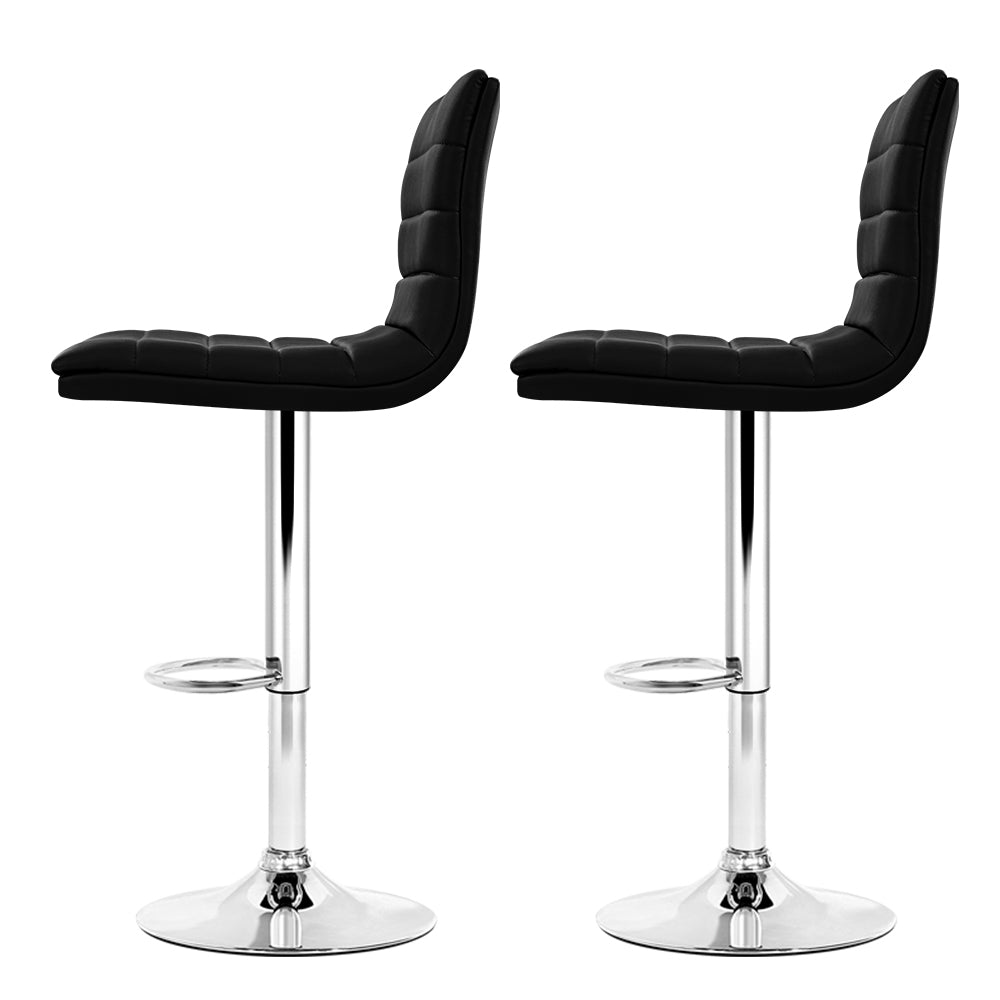 Artiss 2x Bar Stools Padded Leather Gas Lift Black