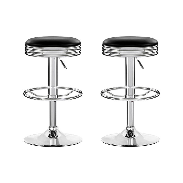 Artiss Set of 2 Backless PU Leather Bar Stools - Black and Chrome