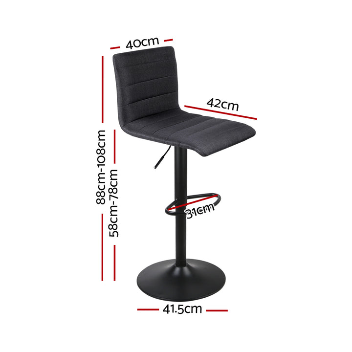 Artiss 4x Bar Stools Gas Lift Linen Fabric Black