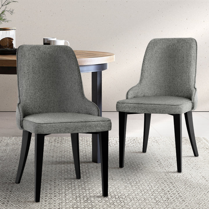 Artiss Dining Chairs Set of 2 Linen Fabric Grey