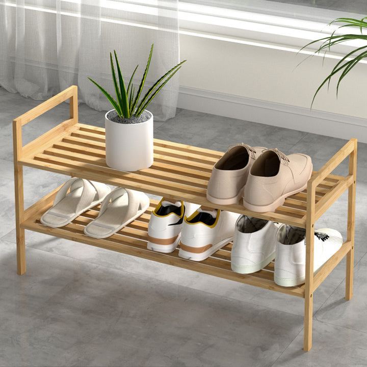 Artiss Shoe Rack Cabinet Bamboo Storage Organiser Pine