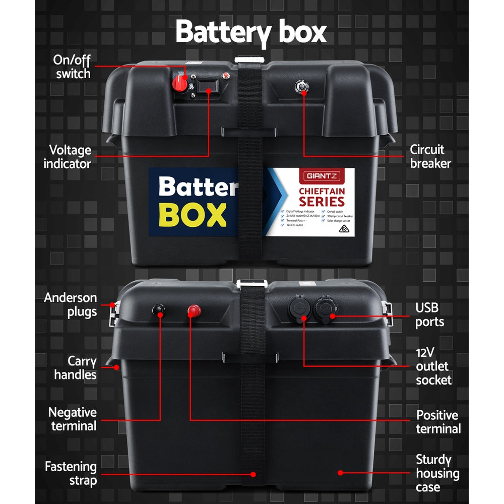 Giantz AGM Deep Cycle Battery 12V 120Ah Box Portable Solar Caravan Camping