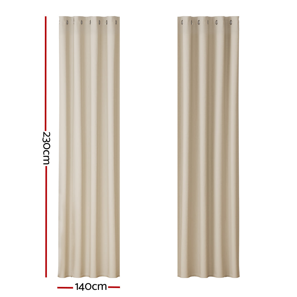 Artiss 2X Blockout Curtains Eyelet 140x230cm Beige