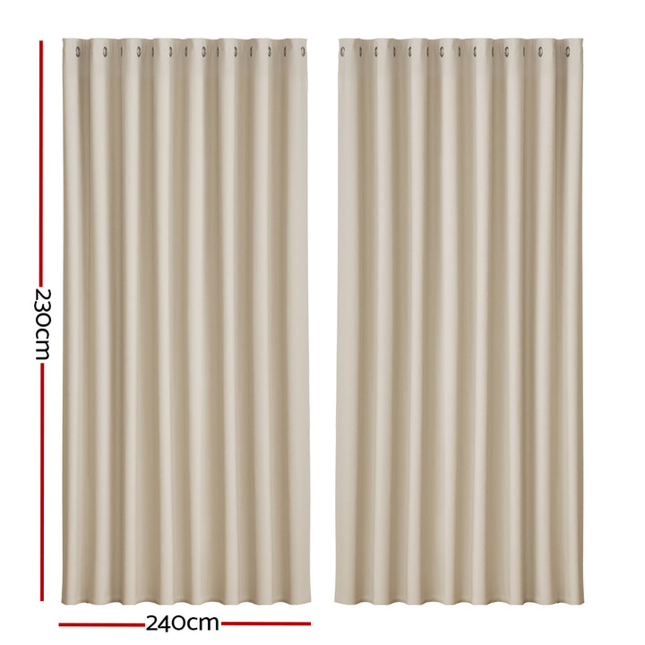 Artiss 2X Blockout Curtains Eyelet 240x230cm Beige