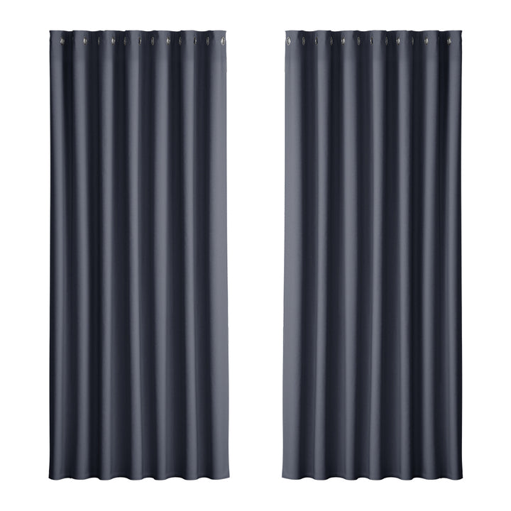 Artiss 2X Blockout Curtains Eyelet 240x230cm Charcoal