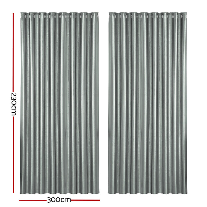 Artiss 2X Blockout Curtains Eyelet 300x230cm Grey Shine