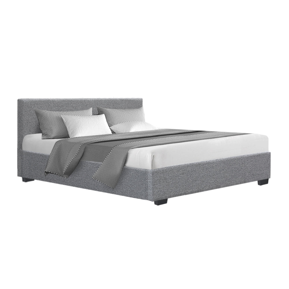 Artiss Bed Frame Queen Size Gas Lift Grey NINO