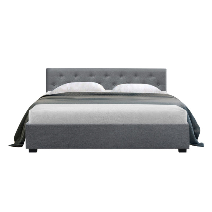 Artiss Bed Frame Queen Size Gas Lift Grey VILA