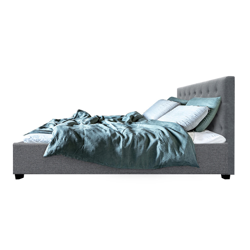 Artiss Bed Frame Queen Size Gas Lift Grey VILA