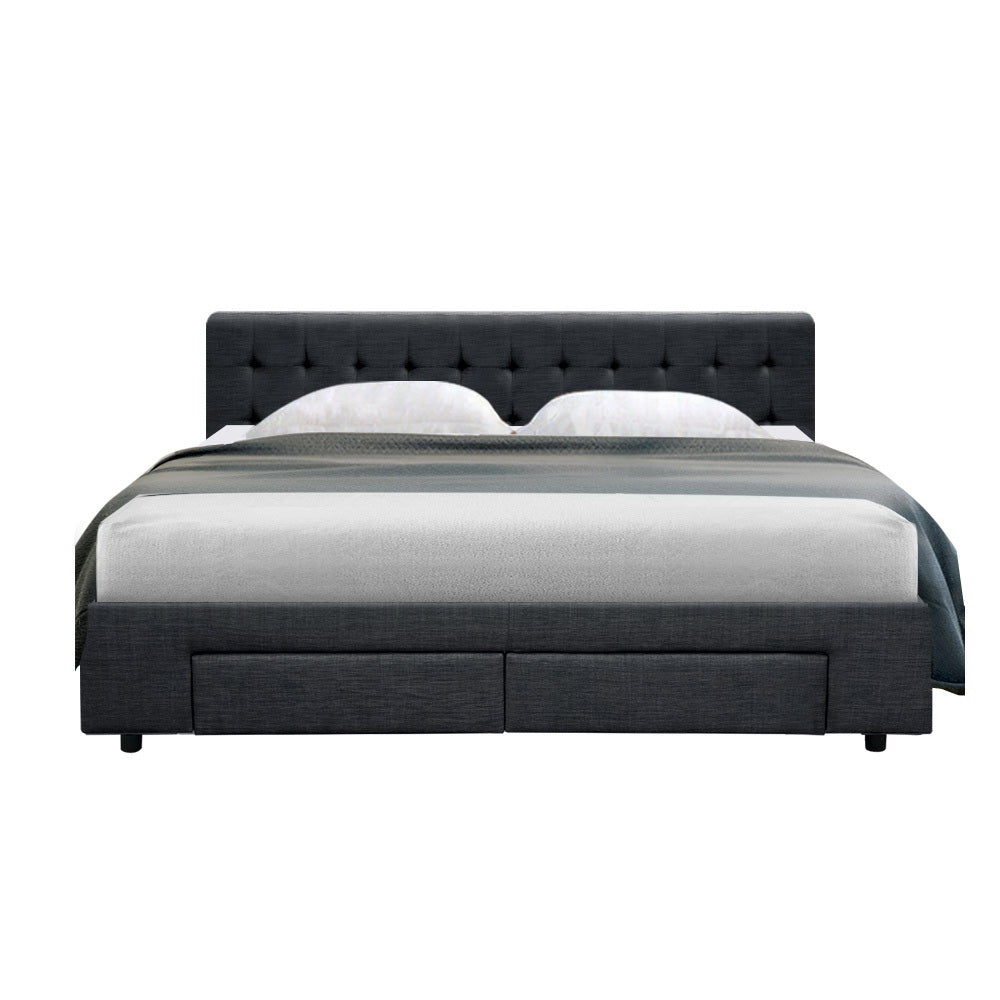 Artiss Bed Frame King Size with 4 Drawers Charcoal AVIO