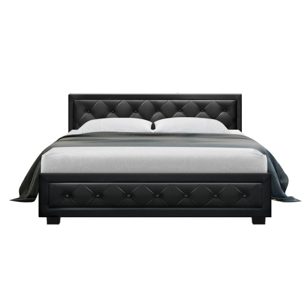 Artiss Bed Frame Queen Size Gas Lift Black TIYO