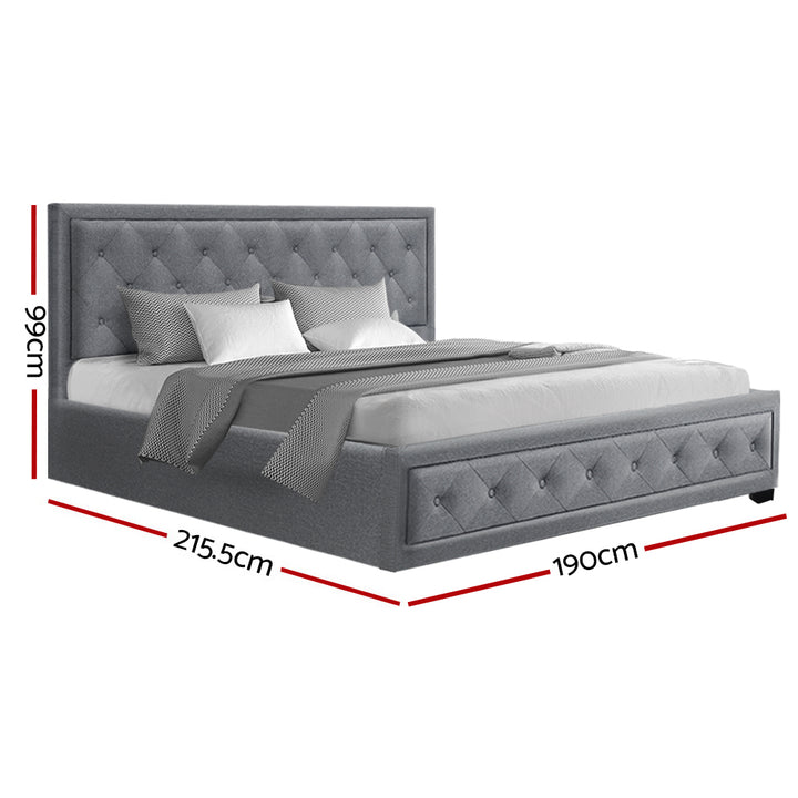 Artiss Bed Frame King Size Gas Lift Grey TIYO