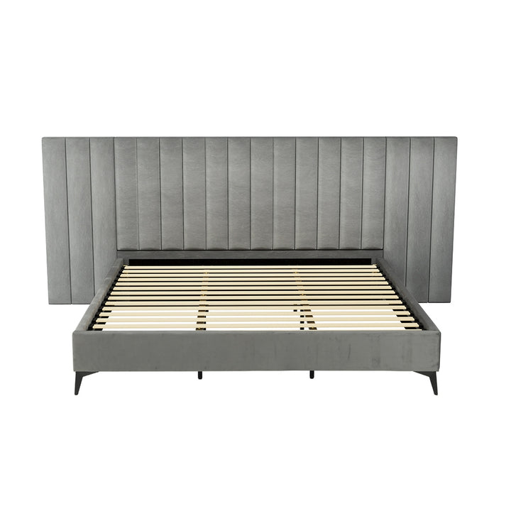 Artiss Bed Frame King Size Velvet Grey LOTT