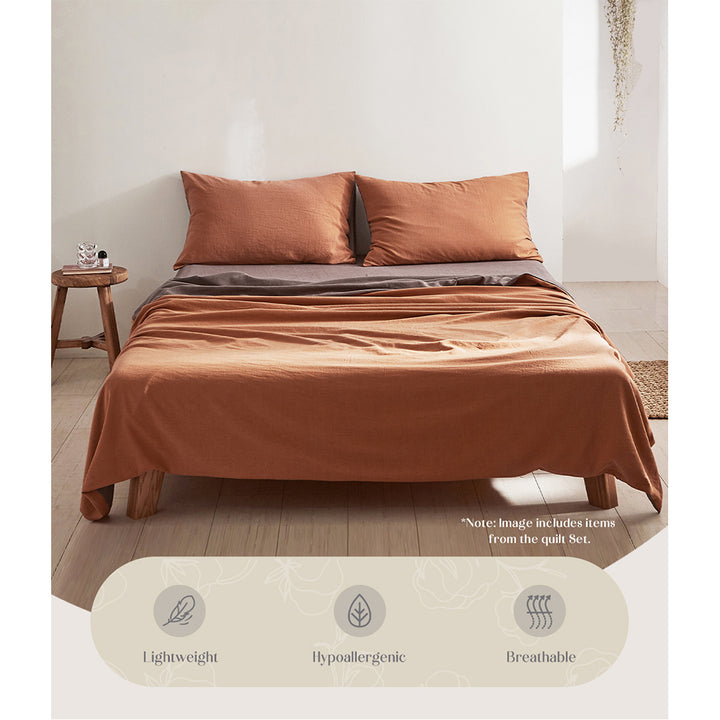 Cosy Club Cotton Bed Sheets Set Orange Brown Cover Double