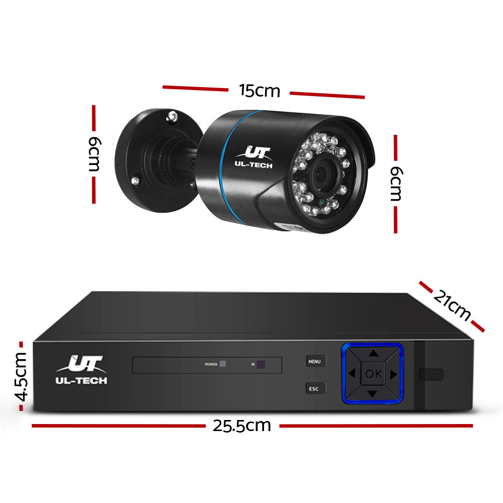 UL-tech CCTV Security System 4CH DVR 2 Cameras 1TB Hard Drive