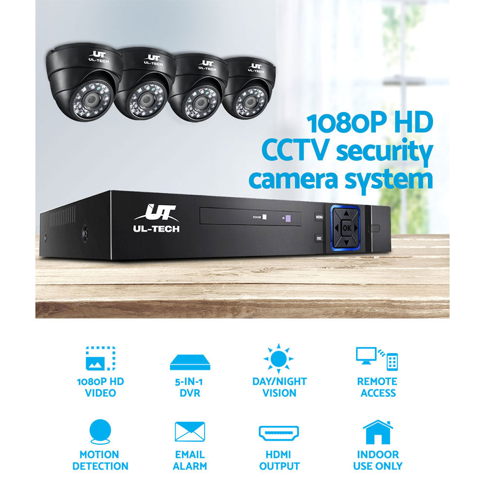 UL-tech CCTV Security System 8CH DVR 4 Cameras 1080p