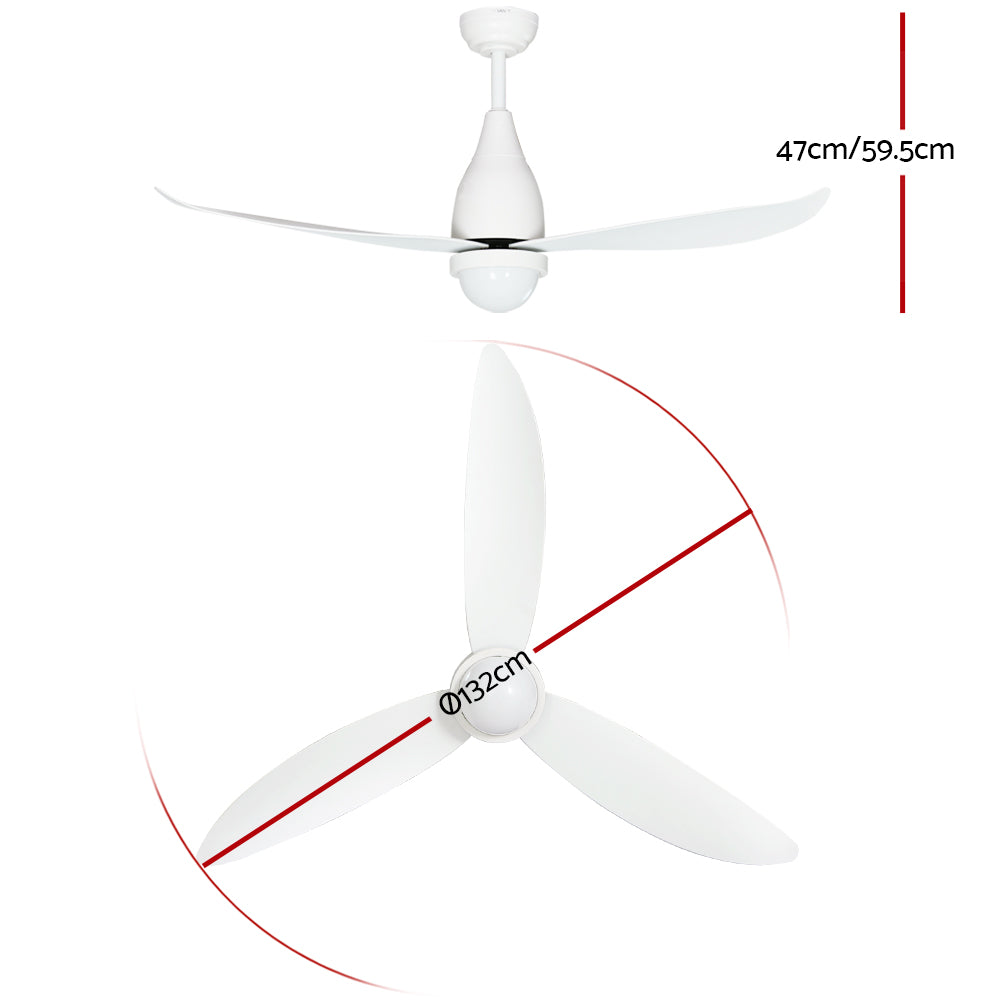 Devanti 52'' Ceiling Fan DC Motor LED Light Remote Control - White