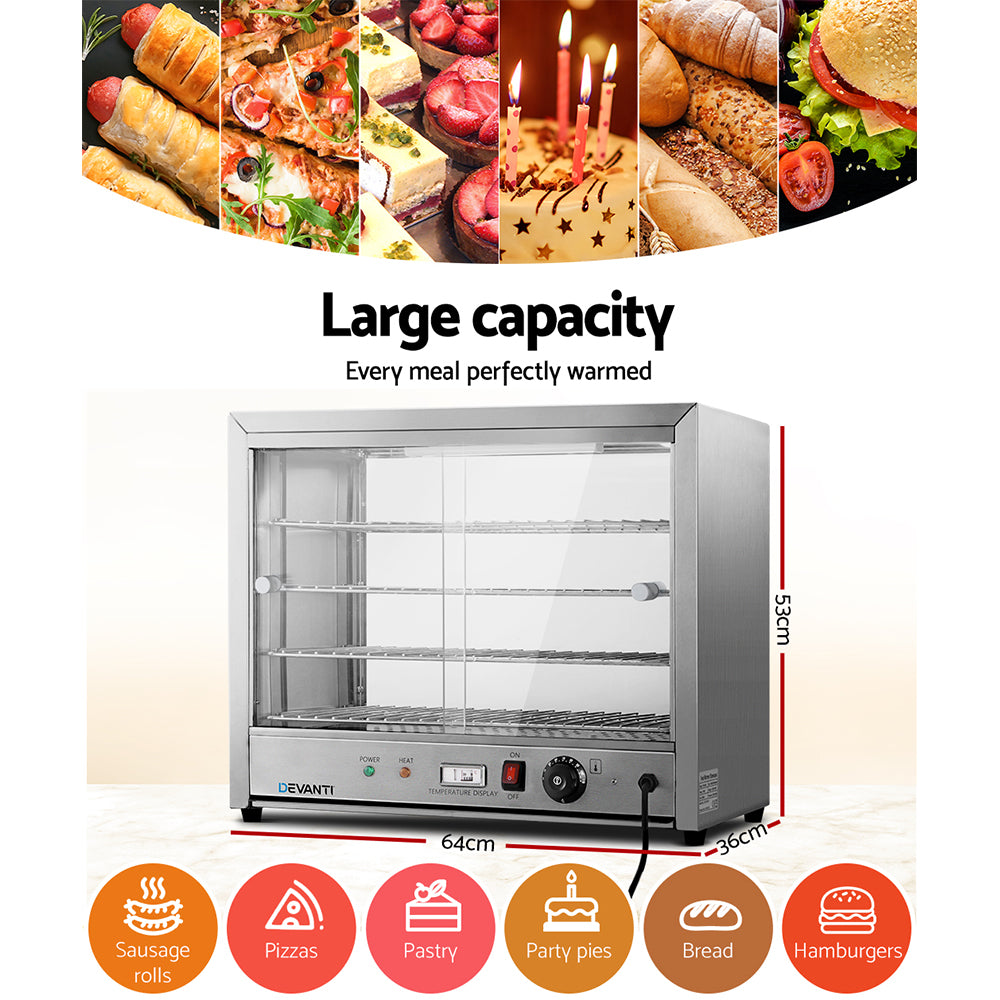 Devanti Commercial Food Warmer Hot Display Showcase Cabinet 64cm