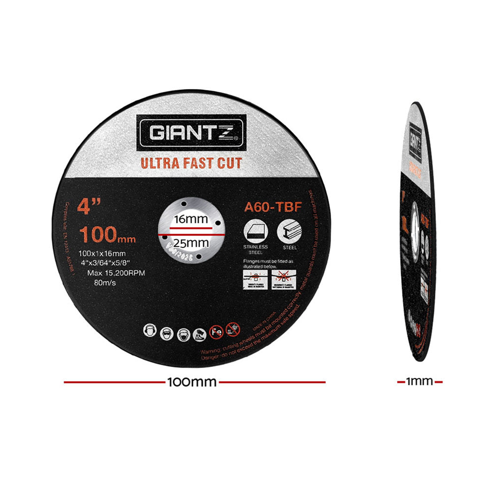 Giantz 50-Piece Cutting Discs 4" 100mm,Giantz 50pcs 4" Cutting Discs 100mm Angle Grinder Thin Cut Off Wheel for Metal