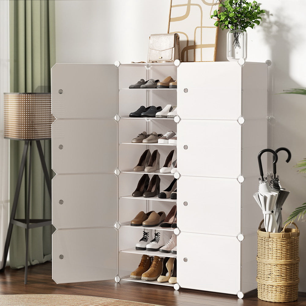 Artiss Shoe Box DIY Set of 8 Storage Cube Stackable White