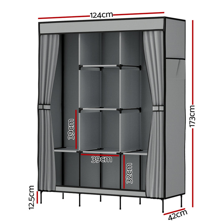 Artiss Large Portable Clothes Closet Wardrobe with Shelf Grey