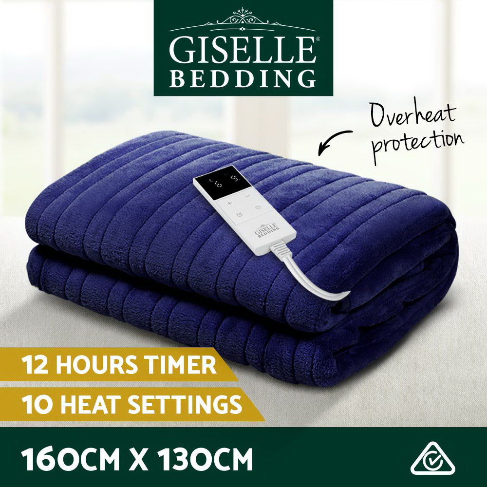 Giselle Bedding Electric Throw Blanket - Navy