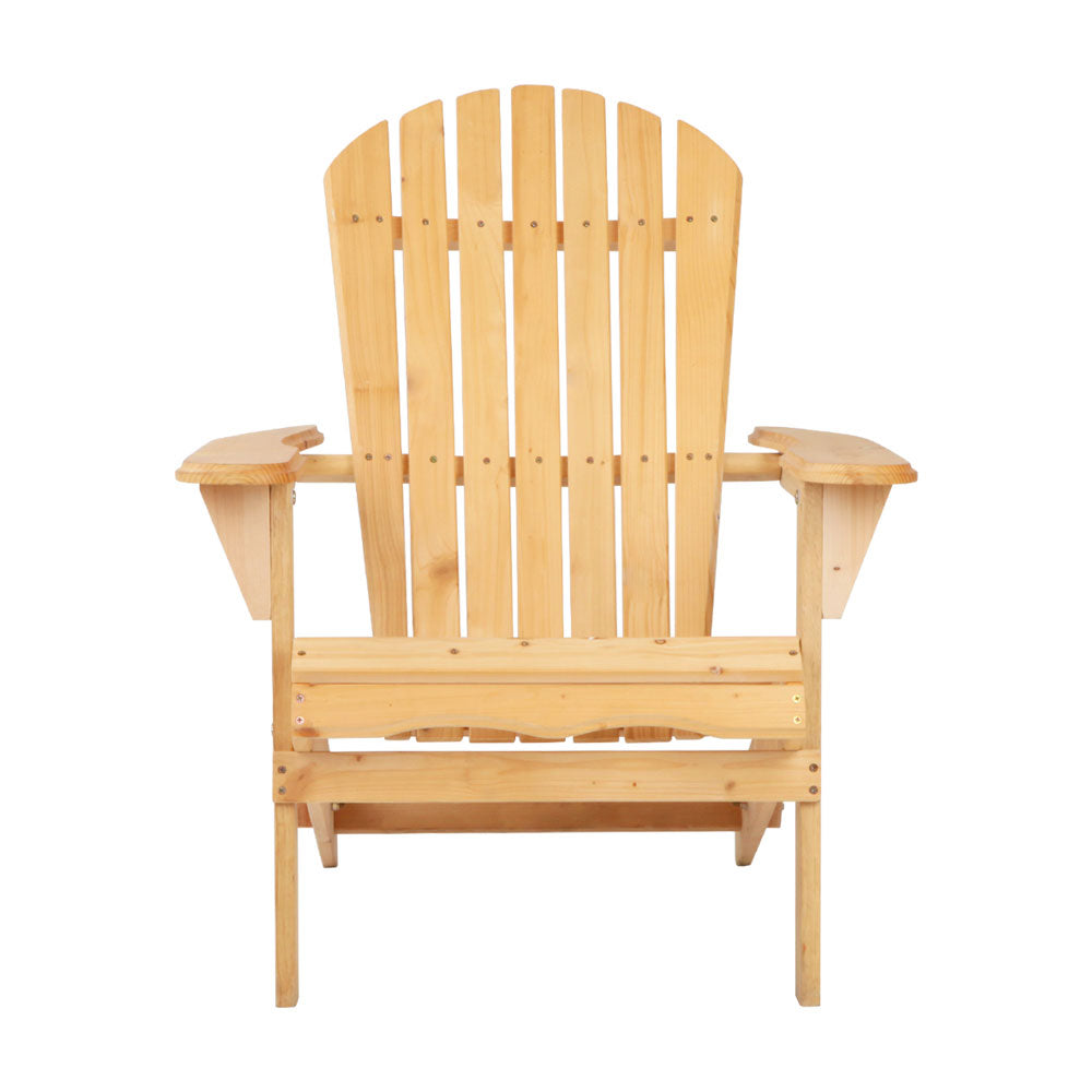 Gardeon Adirondack Outdoor Chairs Wooden Beach Chair Patio Furniture Garden Natural