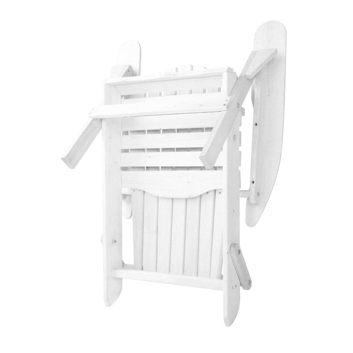 Gardeon 3PC Adirondack Outdoor Table and Chairs Wooden Foldable Beach Chair White