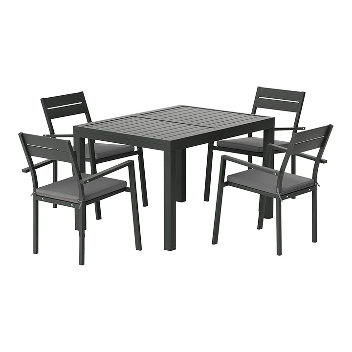 Gardeon Outdoor Dining Set 5 Piece Aluminum Extendable Table Setting Black