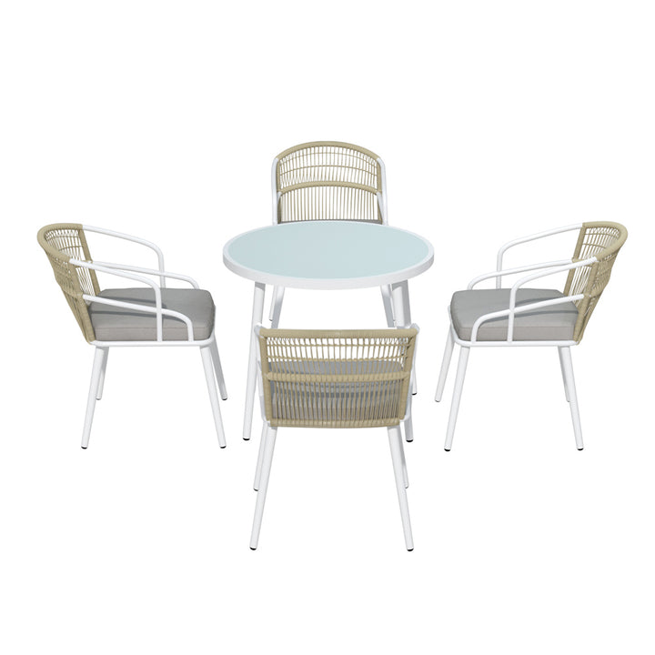 Gardeon Outdoor Dining Set 5 Piece Aluminum Table Chairs Setting White