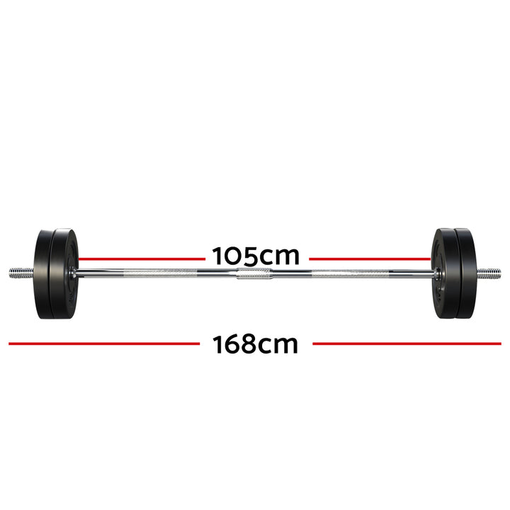 Everfit 48kg Barbell Set Weight Plates Bar Lifting Bench 168cm