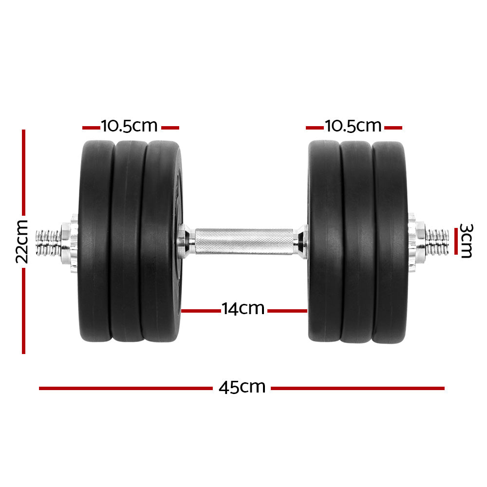 Everfit 35kg Dumbbell Set Weight Plates Dumbbells Lifting Bench