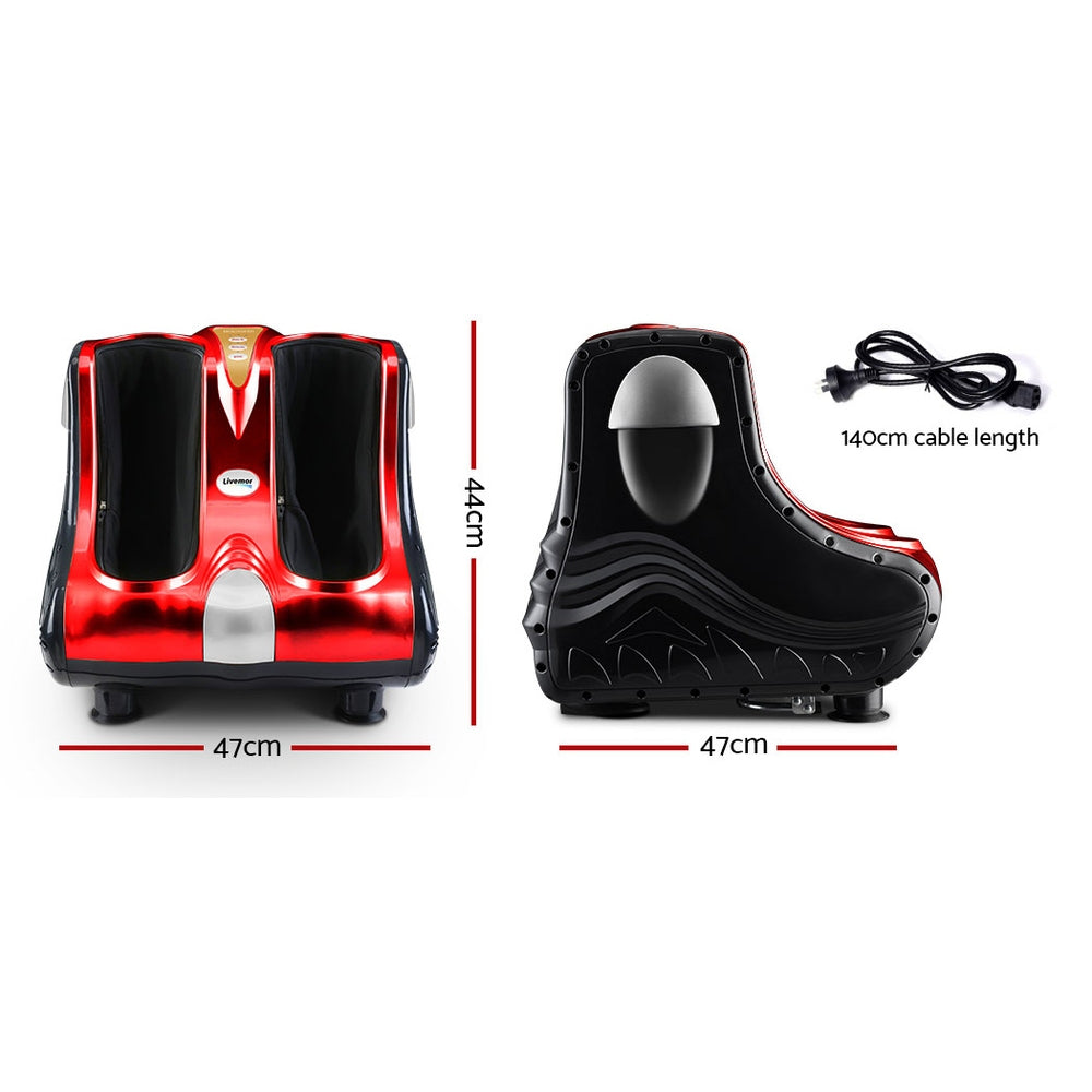 Livemor Foot Massager Massagers Shiatsu Electric Roller Ankle Calf Leg Kneading Red