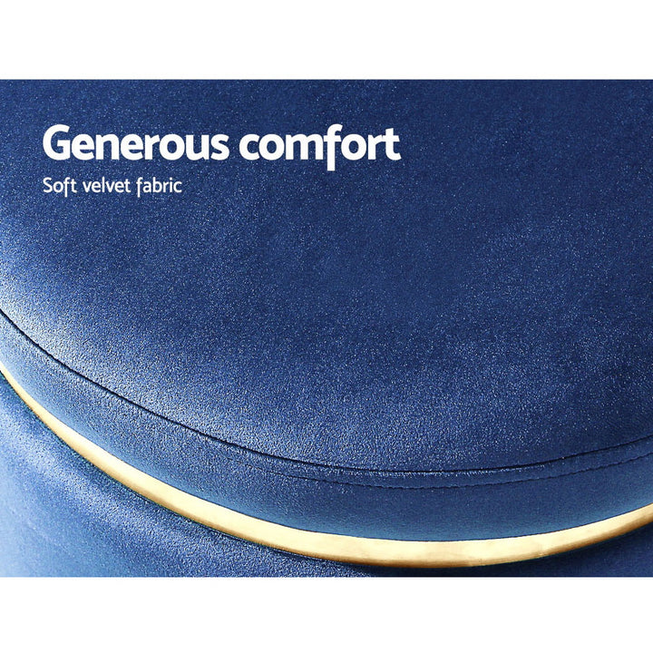 Artiss Ottoman Foot Stool Round Velvet Navy