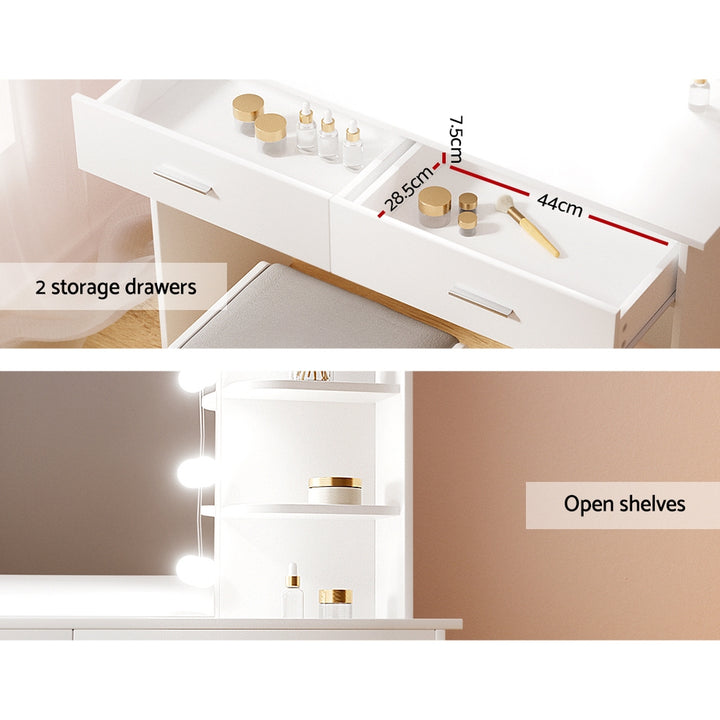 Artiss Dressing Table Set Stool 10 Led Bulbs White Dulcea